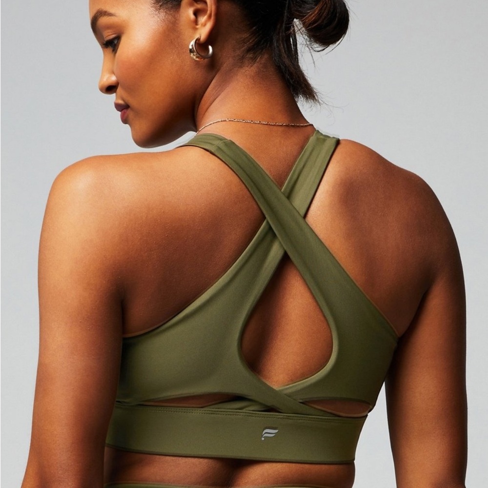 Fabletics No Bounce High Impact Sports Bra Dark Moss